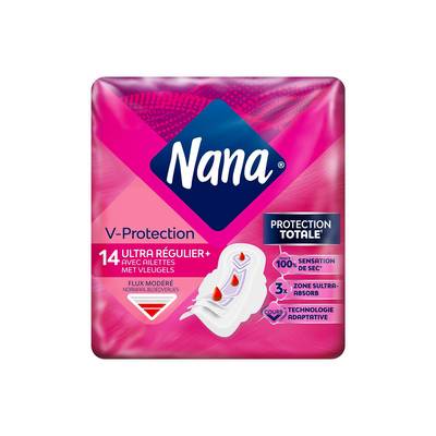 Nana Serviettes Ultra Régulier Plus avec ailettes, 14 pièces
