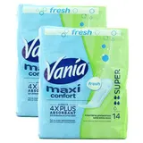 Vania Serviettes hygiéniques maxi fresh flux super, Lot de 2x14 pièces