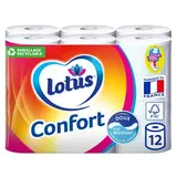 Lotus Papier toilette 2 épaisseurs Confort rose ou blanc aléatoire, 12  rouleaux