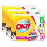 Okay Essuie-tout décoré, Lot de 3x3 rouleaux