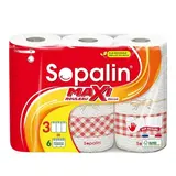 Sopalin Essuie-tout sur mesure décoré 3 maxi = 6 rouleaux, 3  maxi rouleaux