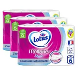 Moltonel Papier toilette style 3 épaisseurs blanc, Lot de 3x6 rouleaux