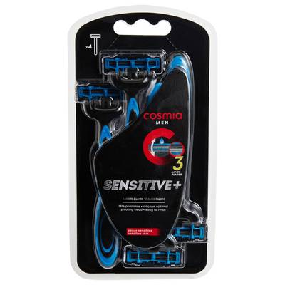 COSMIA MEN Rasoirs jetables sensitive+, 4 pièces
