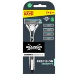 Wilkinson Rasoir Homme Précision Sensitive Quattro Essential 4, 6 pièces