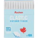 Auchan Cotons-tiges classic 100% coton boîte carton, 300 cotons-tiges