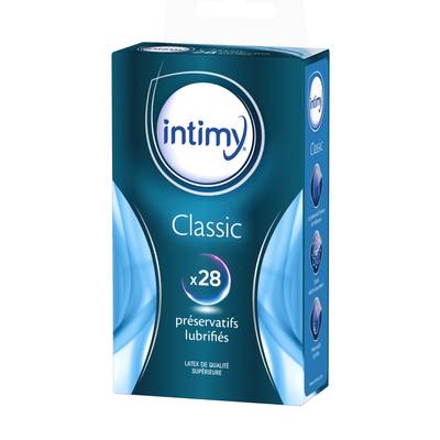 Intimy Préservatifs classiques lubrifiés, 28 préservatifs