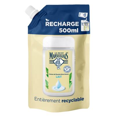 Le Petit Marseillais Crème de Douche Extra Douce au Lait Recharge, 500ml
