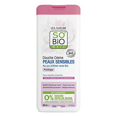SO'BIO ETIC Crème douche Peaux Sensibles Aloe Vera Bio, 650ml