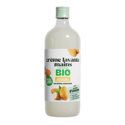 Super Flacon Savon Liquide pour les Mains Amande douce, Recharge en verre 1L