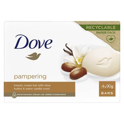 Dove Savon au Beurre de Karité et à la Vanille, 4 x 90g