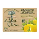 Le petit Olivier Savonnettes Extra Douces Verveine Citron, 2 x 100g