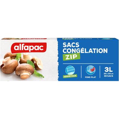 Alfapac Sacs congélation ZIP, 30 sacs réutilisables