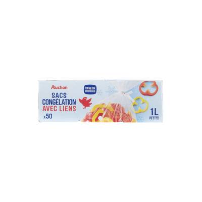 Auchan Sac de congélation lien 1L, 50 pièces