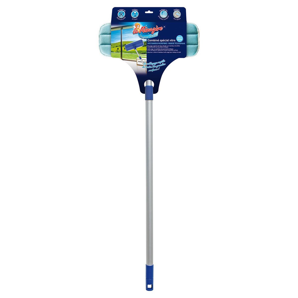 Ménatex Combiné spécial vitre avec bandeau microfibre, 31 x 11 cm