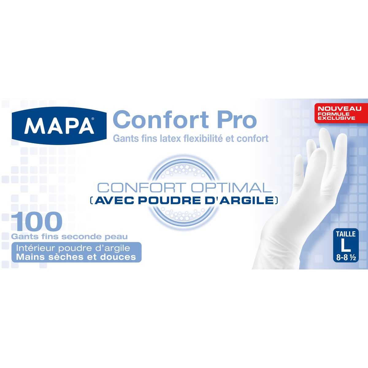 Mapa Gants Confort Pro latex, 100 gants - taille L