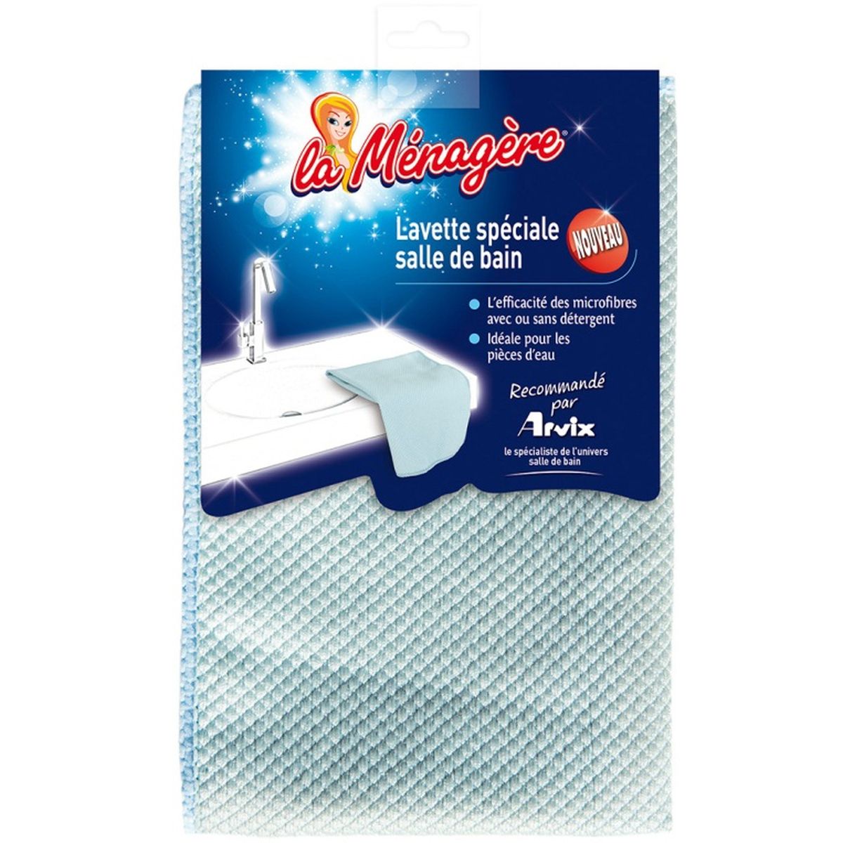 Ménatex Lavette microfibre spéciale salle de bains, 31 X 32 cm