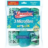 Spontex Lavettes microfibres mosaïk, 3  pièces
