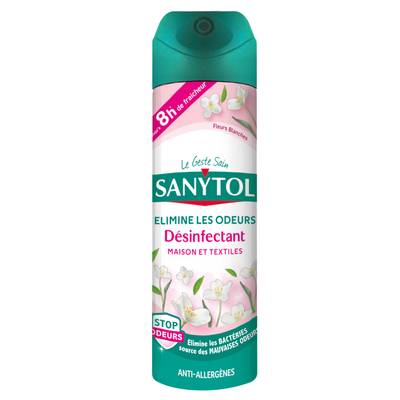Sanytol Désodorisant désinfectant Fleurs Blanches, 300ml