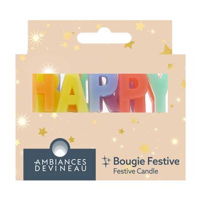 Ambiances Devineau Bougies lettres sur pic Happy birthday couleurs pastelles, 13 bougies