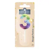 Ambiances Devineau Bougie anniversaire chiffre 3 multicolore, 1 bougie