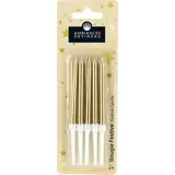 Ambiances Devineau Bougies laquées or avec longues bobèches, 10 bougies