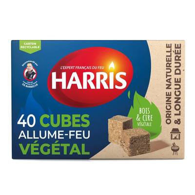Harris Allume-feu cube sans odeur 100% naturel, 40 allume-feu