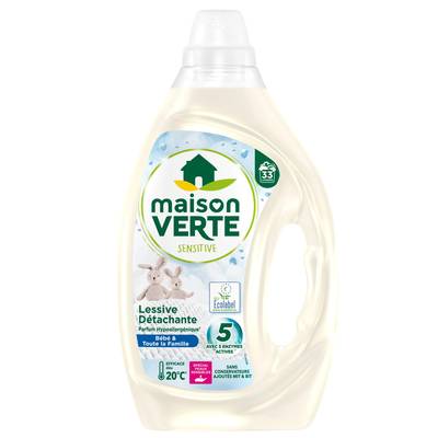 Maison Verte Lessive liquide famille bébé détachant, 1,485L