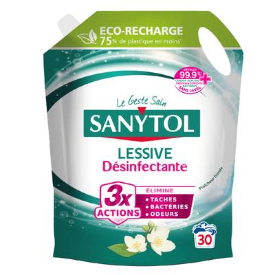 Sanytol Lessive désinfectante fraicheur florale recharge, 1,5L