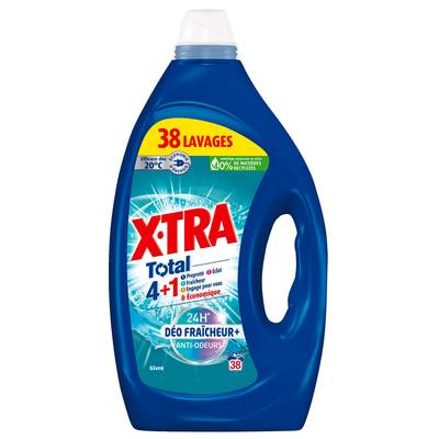 X Tra Lessive Liquide Total 4+1 Déo Fraîcheur+ Anti-odeurs Givré, 1,71L