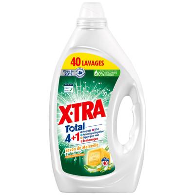 X Tra Lessive Liquide Au Savon de Marseille & Aloe vera, 1,8L