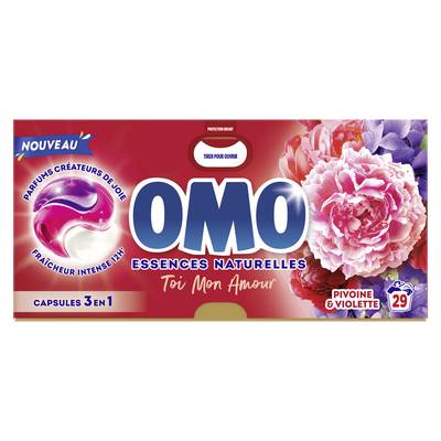 Omo Lessive Capsule 3en1 mon Amour au Pivoine & Violette, 29 capsules