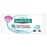 Sanytol Lingettes désinfectantes multi usages anti-allergènes, 72 lingettes