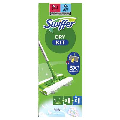Swiffer Lingettes Multi-Surfaces Clean and Fresh, le balai + 8 lingettes + 3 lingettes imprègnés