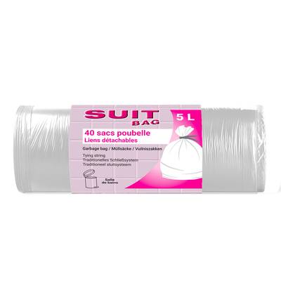 Suit Sac poubelle Salle de bains avec liens, 40x5L