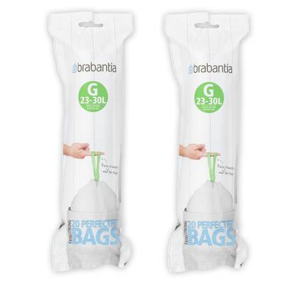 Brabantia Sacs poubelle 23-30L - Taille G, Lot de 2 x 20 sacs de 23-30L