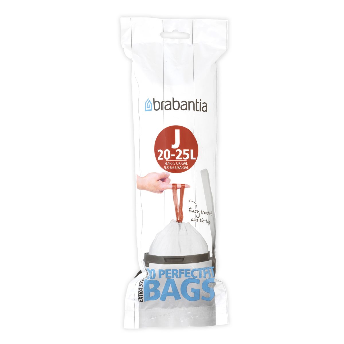 Brabantia Sacs poubelle 20-25L - Taille J, 20 sacs de 20-25L - Taille J