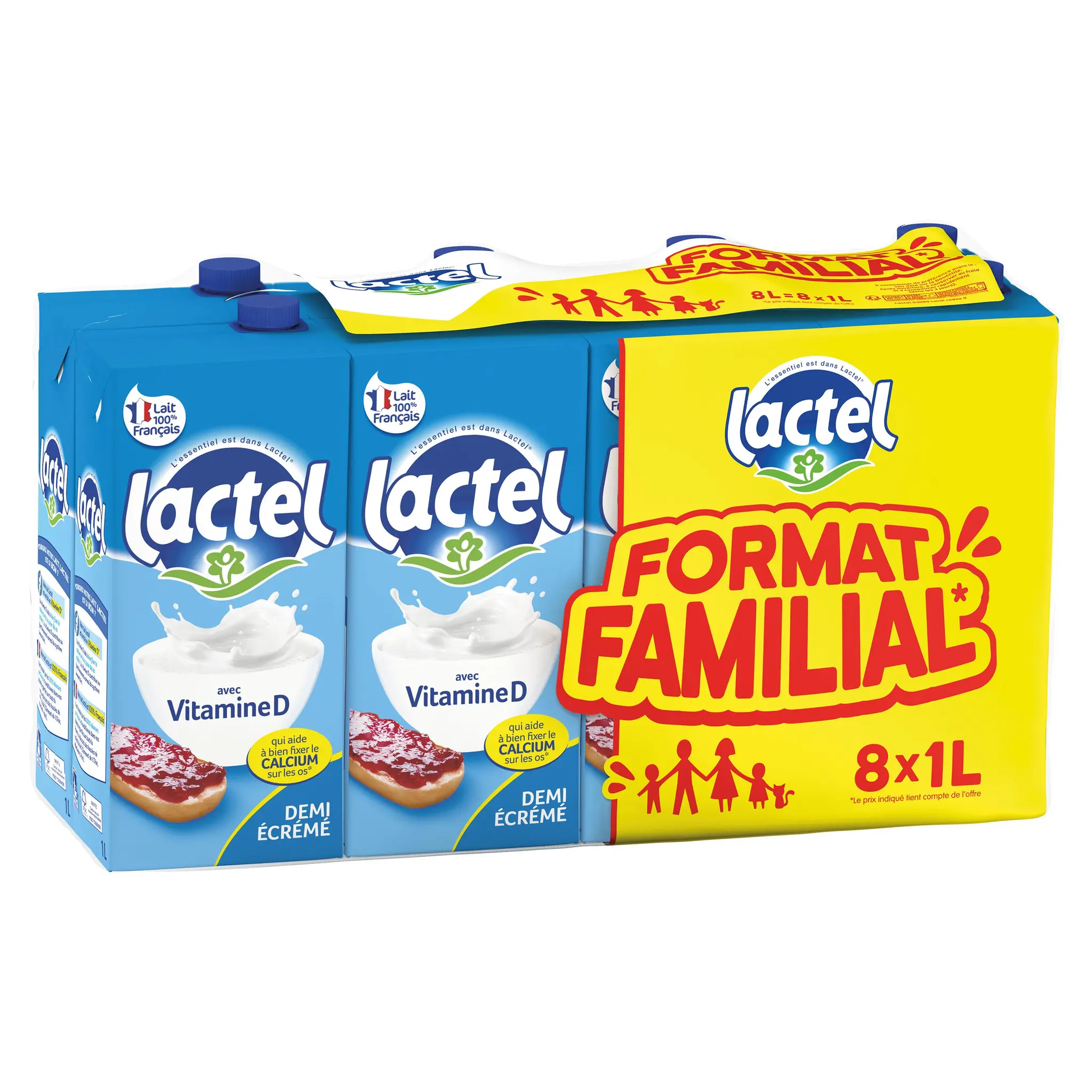 LACTEL Lait demi-écrémé UHT