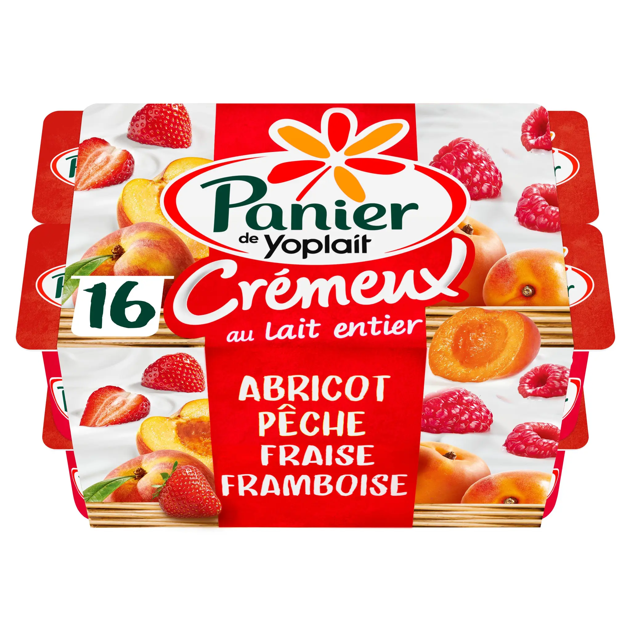 PANIER DE YOPLAIT Yaourt crémeux au lait entier aux fruits avec morceaux