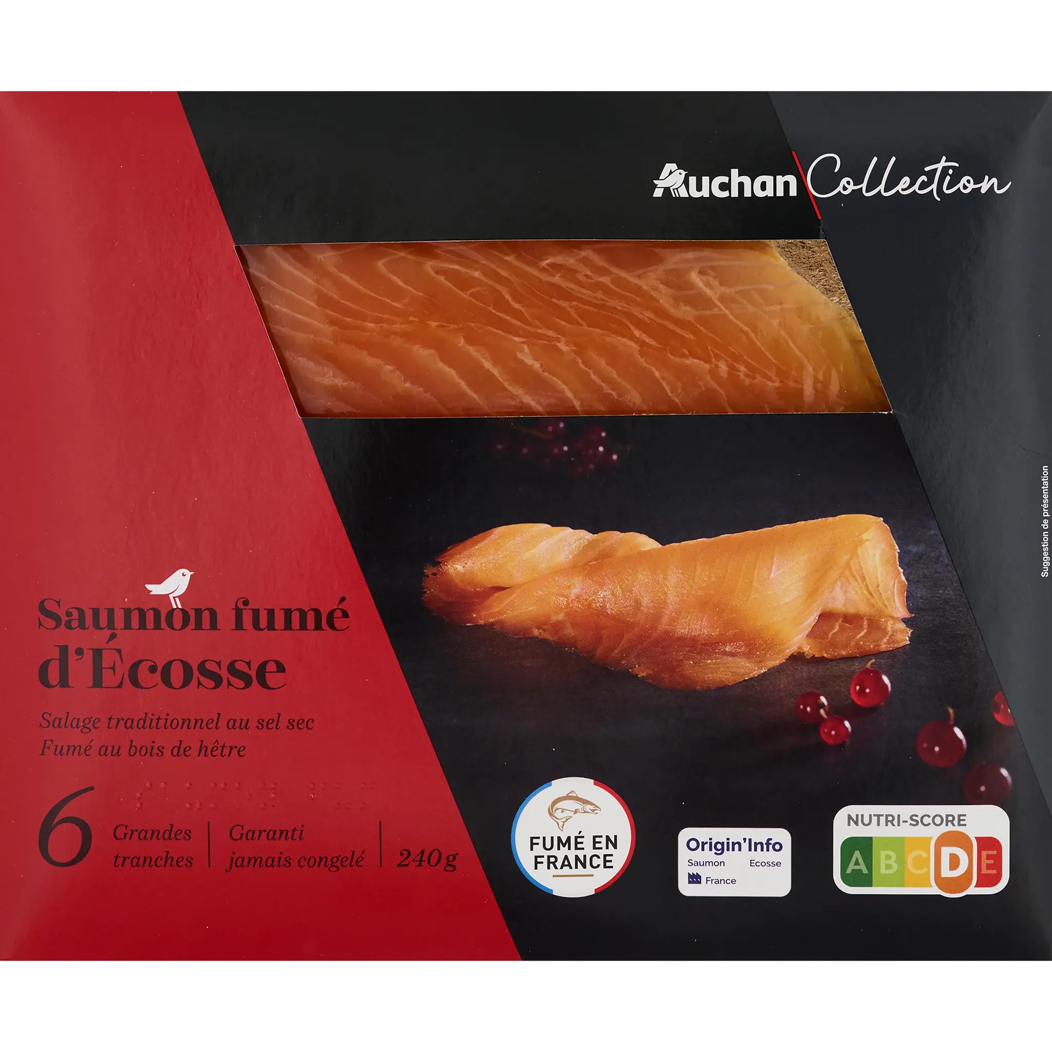 AUCHAN COLLECTION CULTIVONS LE BON Saumon fumé d'Ecosse au bois de hêtre