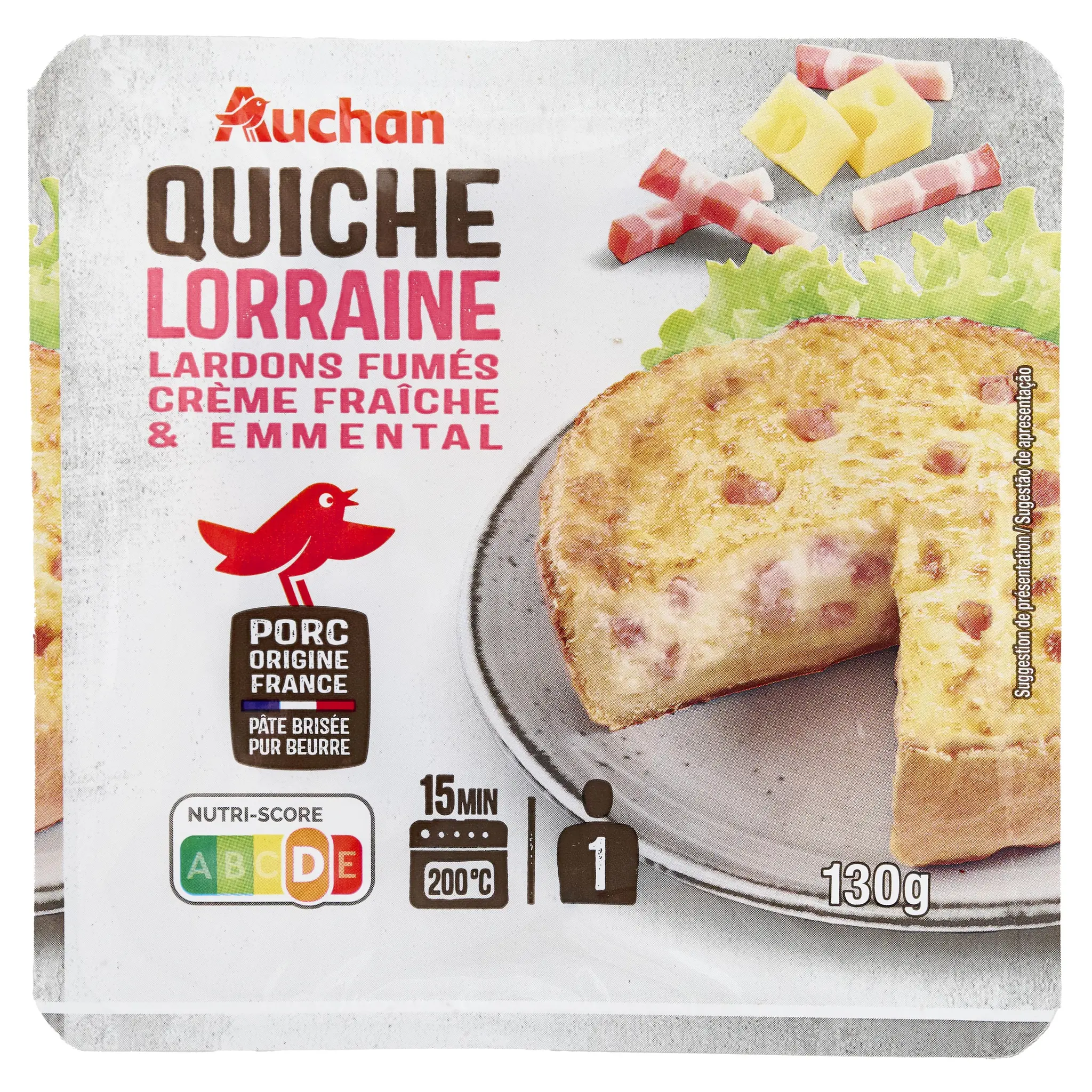 AUCHAN Quiche Lorraine aux lardons et emmental