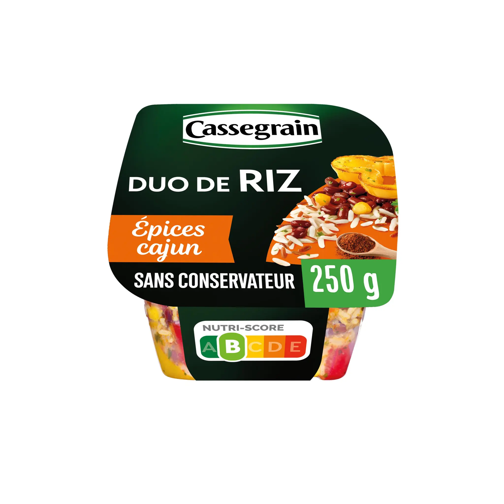 CASSEGRAIN Duo de riz poivrons haricots rouges épices cajun
