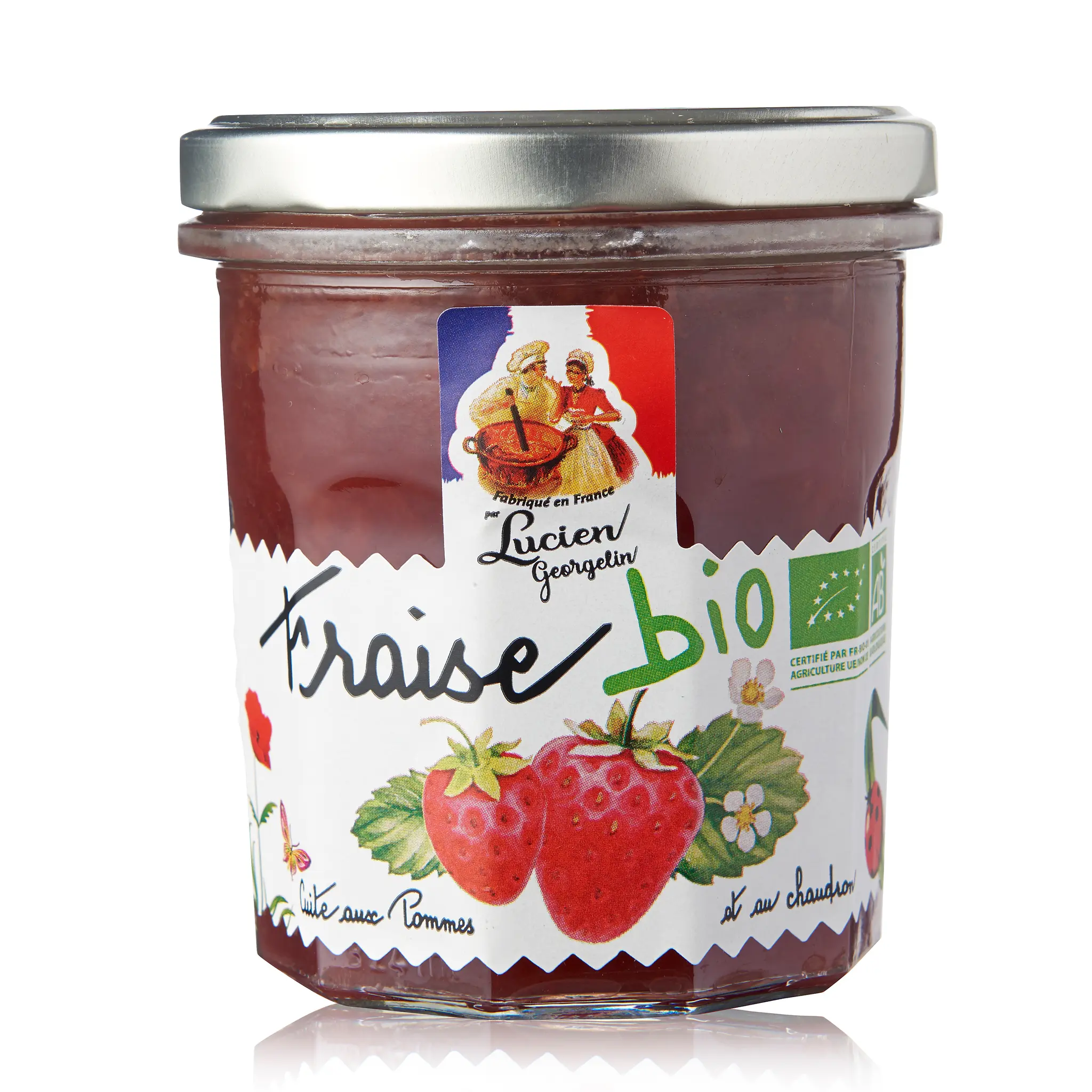 LUCIEN GEORGELIN Confiture de fraise bio cuite aux pommes et au chaudron
