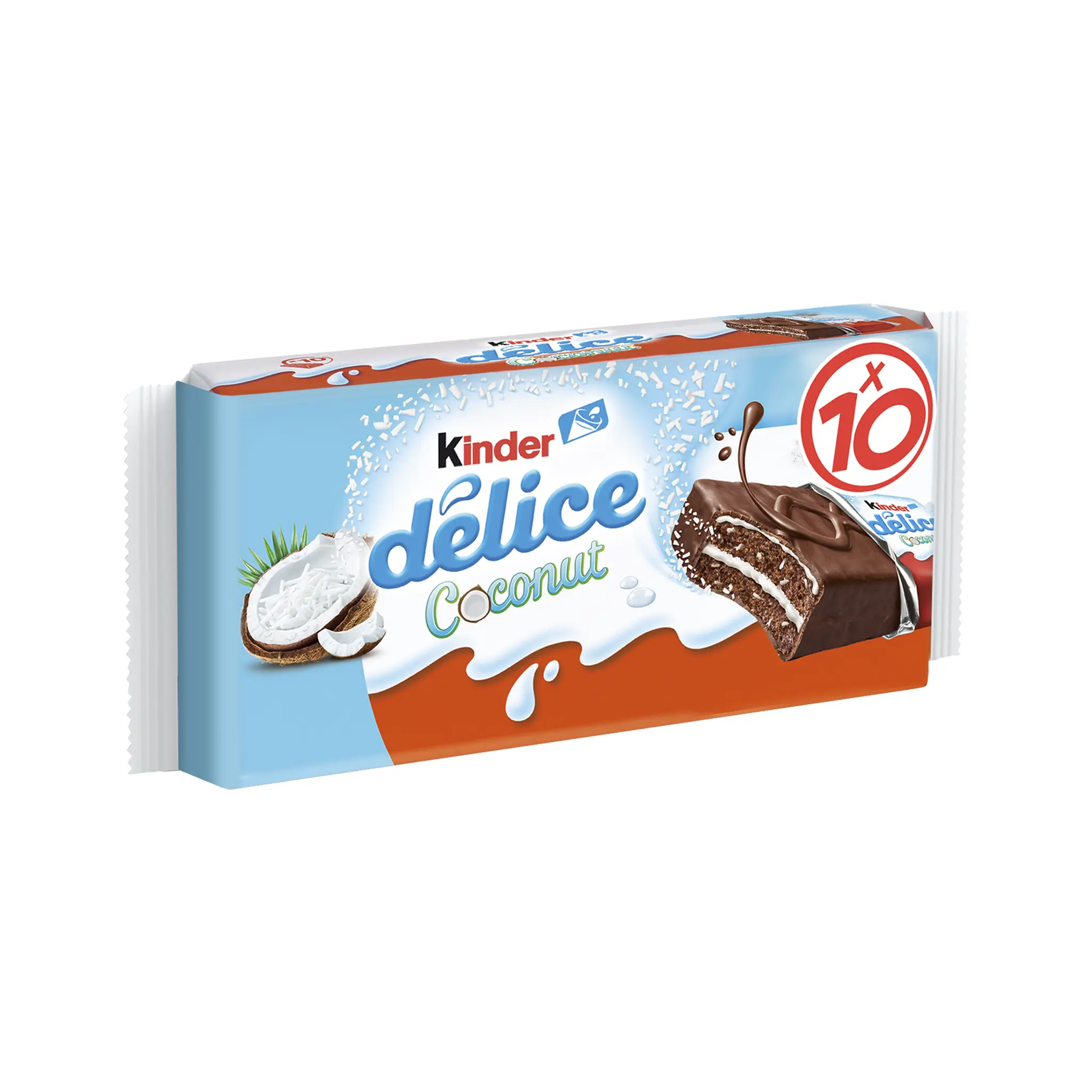 KINDER Délice Coconut Gâteaux noix de coco enrobés de chocolat sachets individuels
