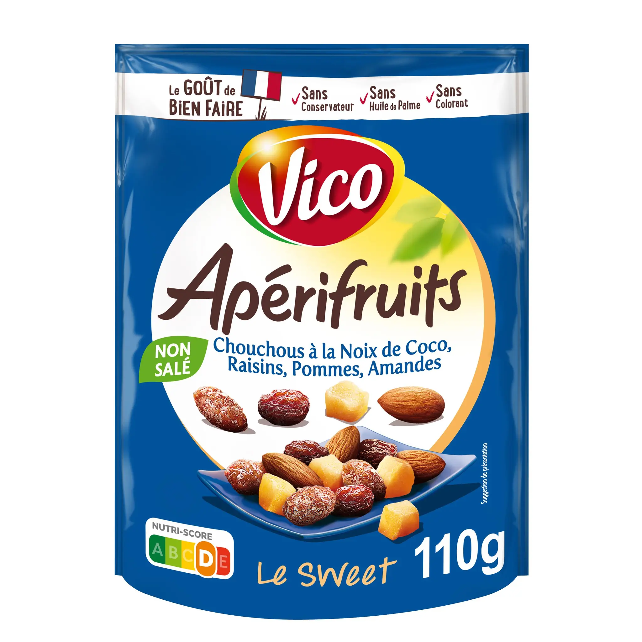 VICO Mélange Apérifruits chouchous à la noix de coco pommes raisins et mandes Le Sweet
