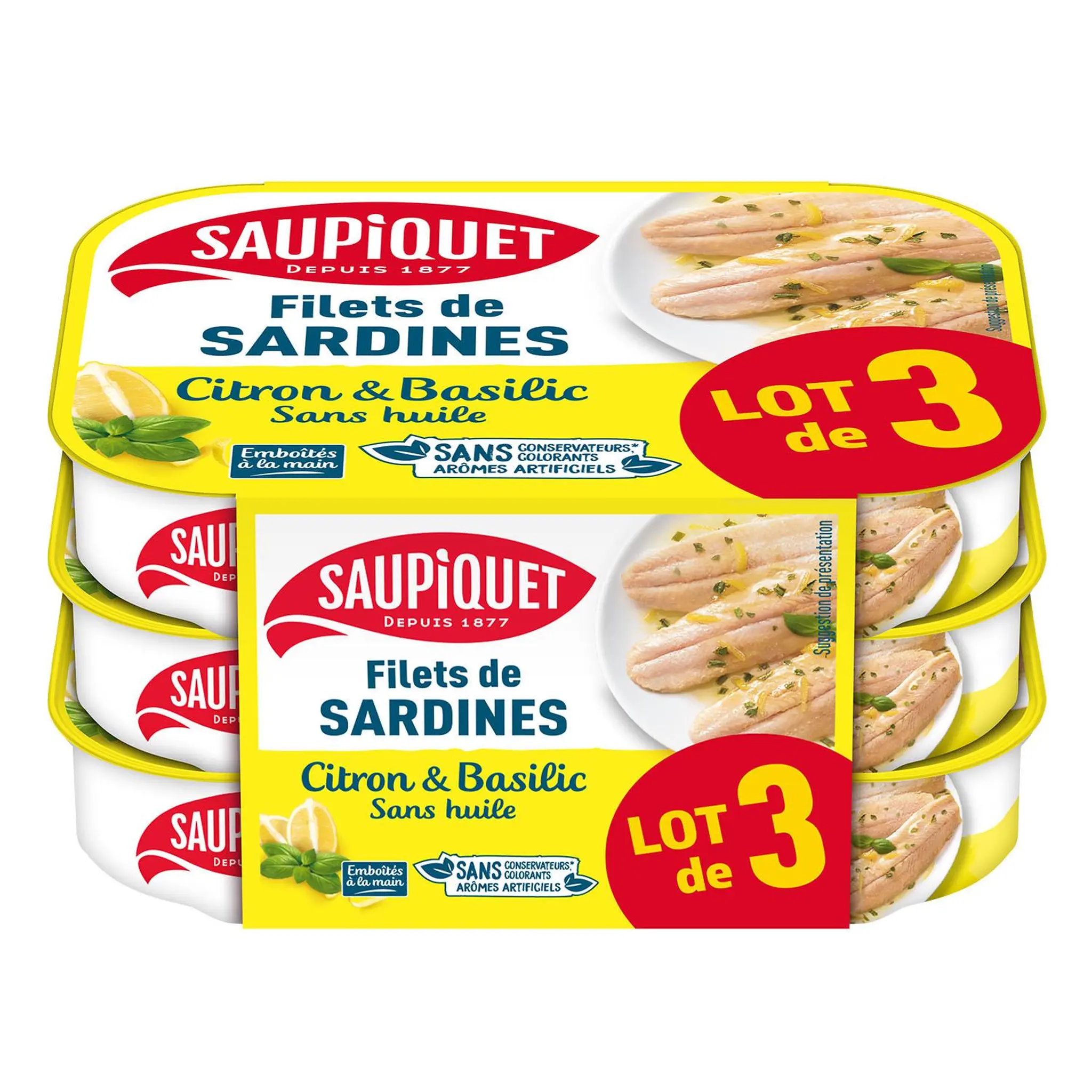 SAUPIQUET Filets de sardines citron basilic sans huile