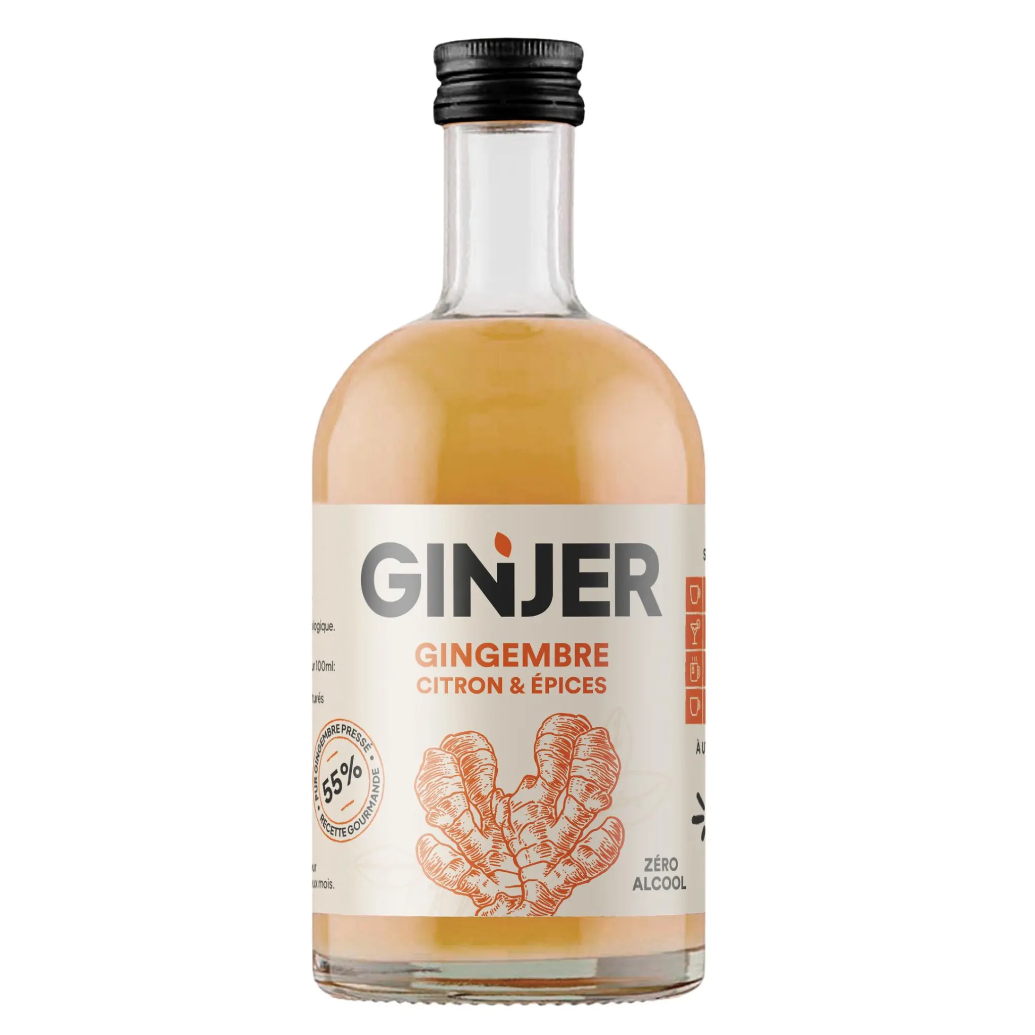 GINJER Boisson concentrée bio gingembre citron & épices sans alcool