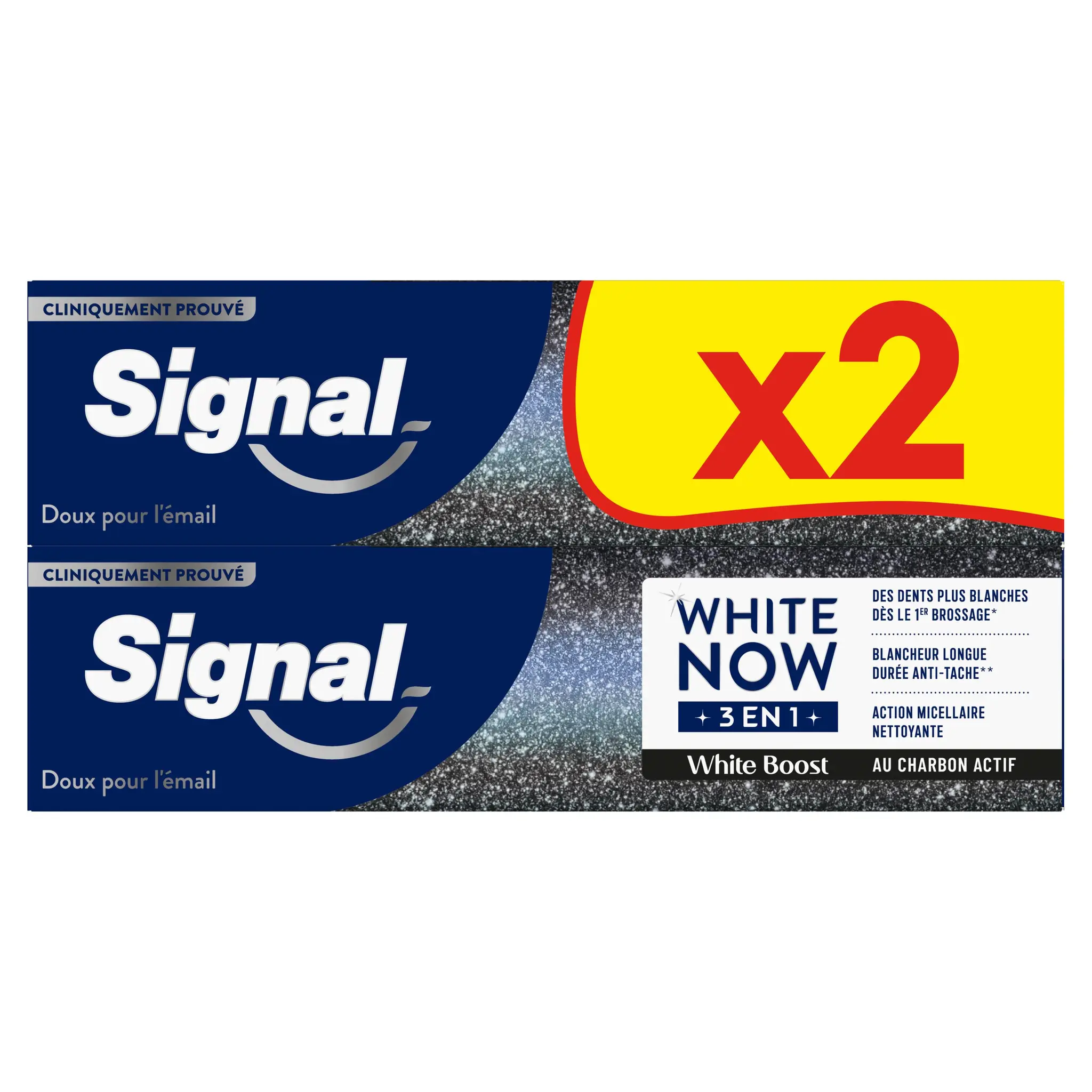 SIGNAL White Now Dentifrice 3en1 white boost au charbon actif