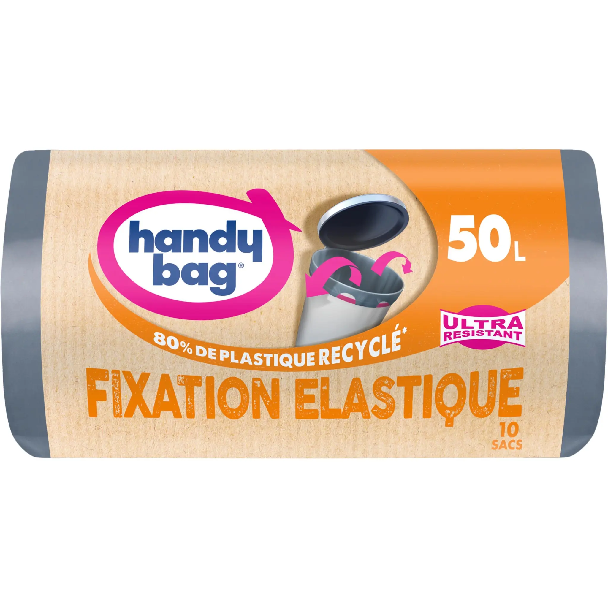 HANDY BAG Sacs poubelle fixations élastiques ultra résistants 50L
