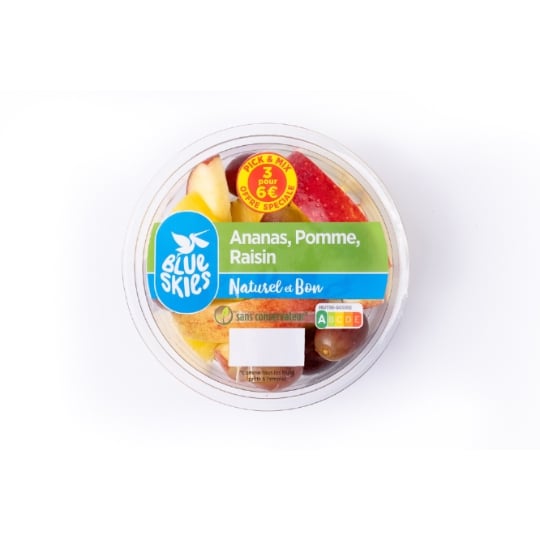 Fruits Coupés Ananas Pomme Raisin BLUE SKIES