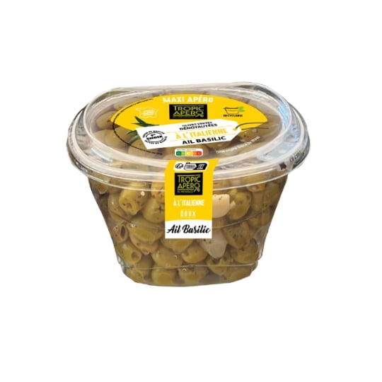 Olives Vertes Ail et Basilic Dénoyautées TROPIC APERO